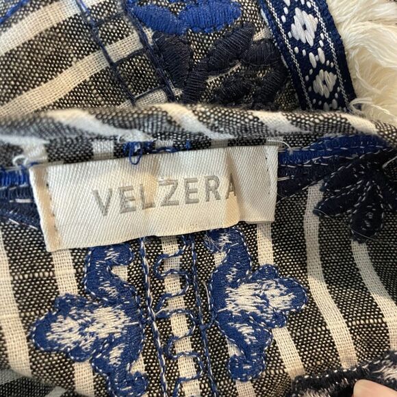 Velzera Boho Floral Embroidery Striped Open Jacket Top Oversized Bohemian - Picture 8 of 11